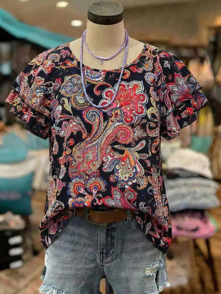 Marbella Paisley Ruffle Top