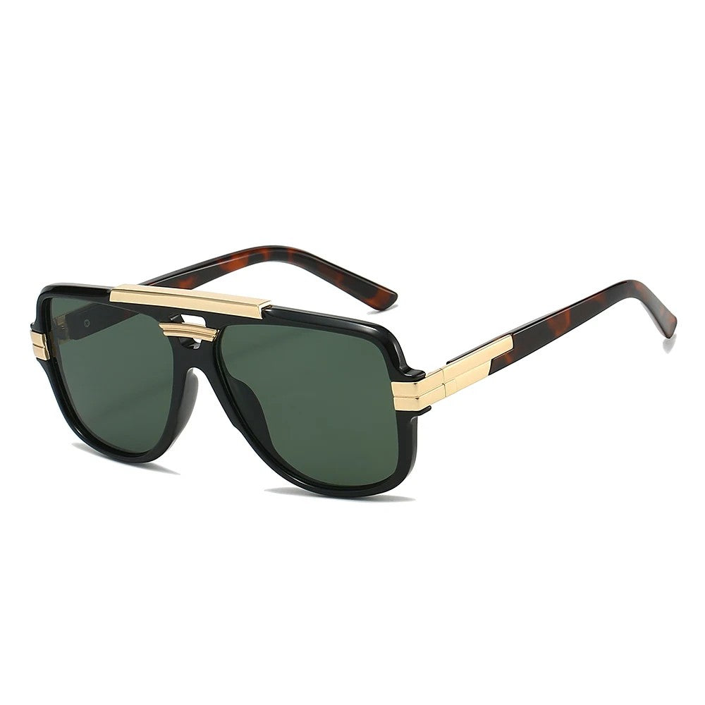 Maverick Pilot Sunglasses - Polished Black / Forest Green