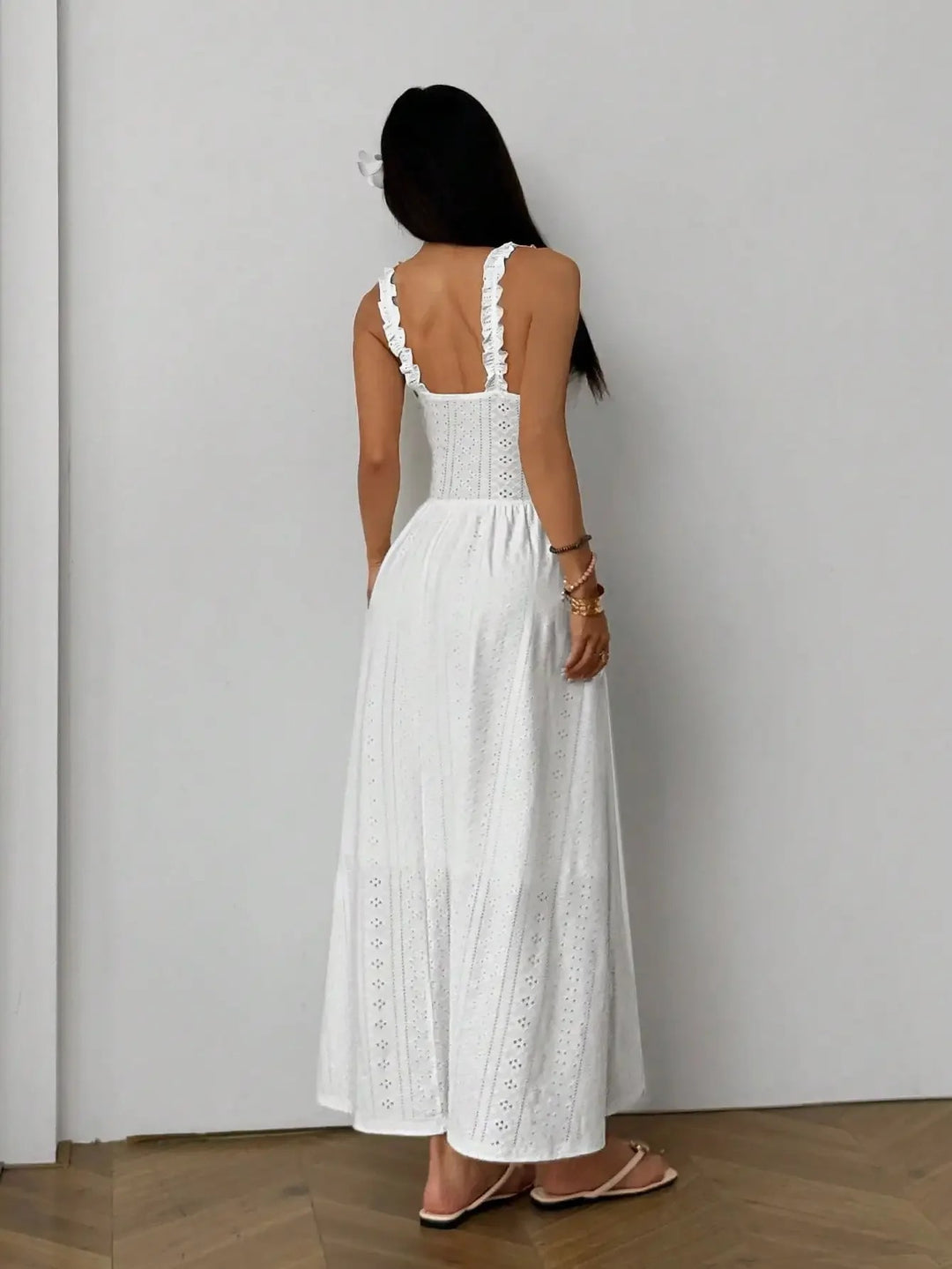 Menton Eyelet Ruffled Maxi Dress