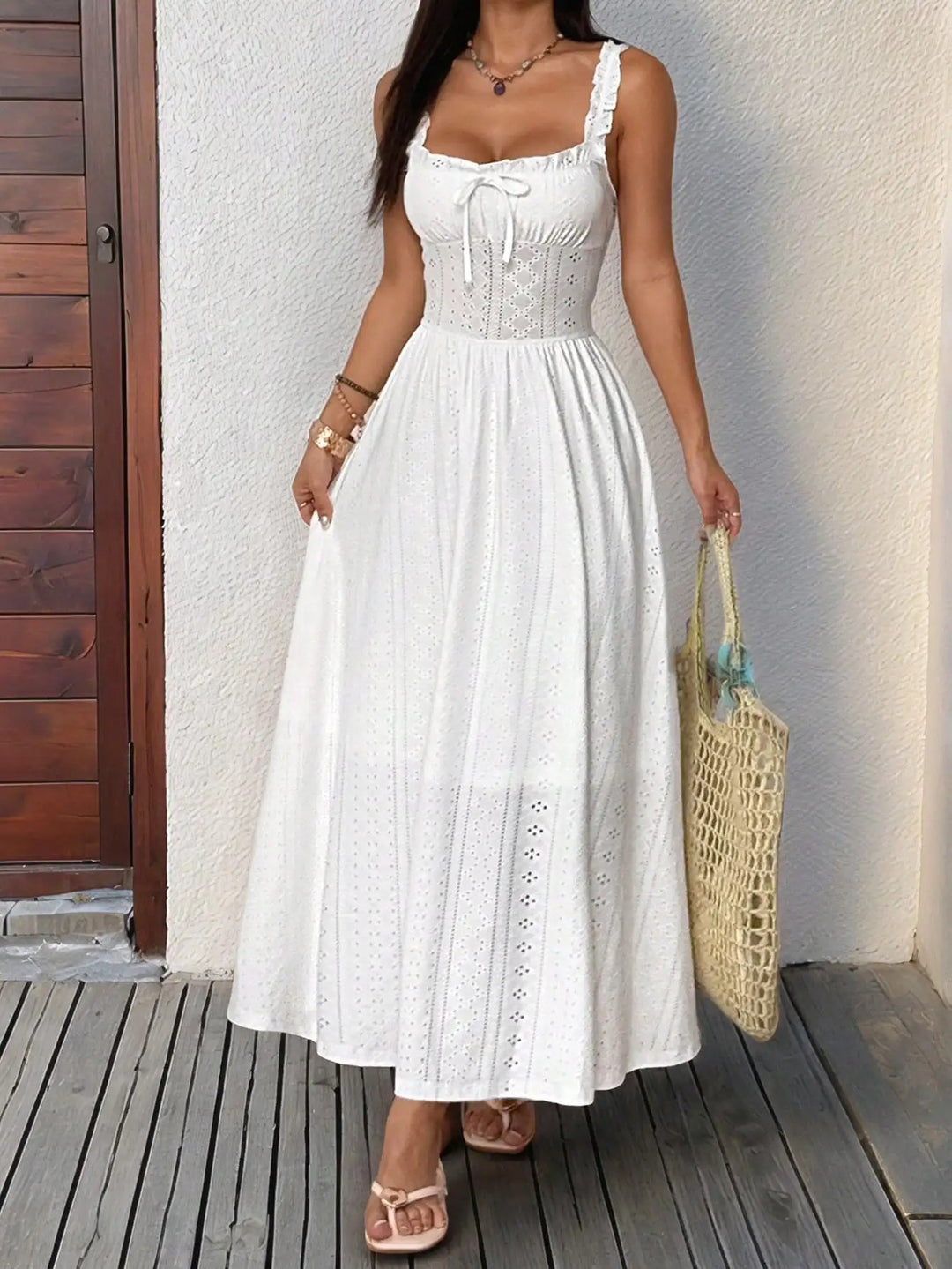 Menton Eyelet Ruffled Maxi Dress