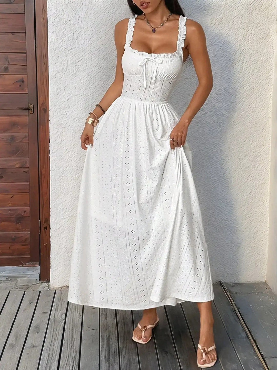 Menton Eyelet Ruffled Maxi Dress