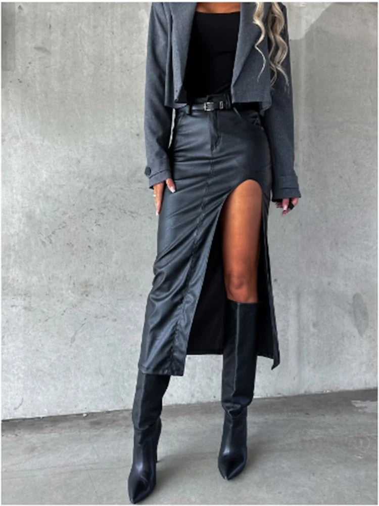 Merapel High Slit Midi Skirt