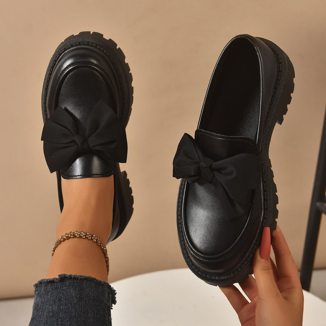 Modena Bow Platform Loafers - Matte Black