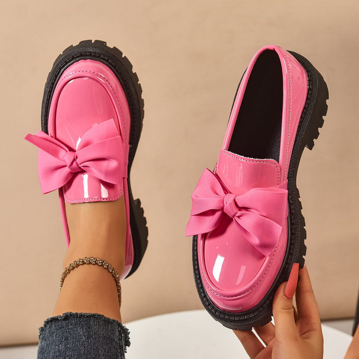 Modena Bow Platform Loafers - Rose Pink