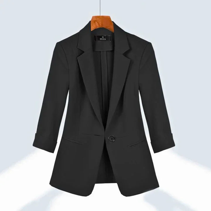Rovelli black classic tailored suit jacket with notched lapel on hanger