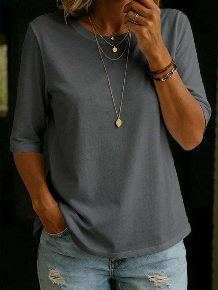 Nola Linen Crewneck T-Shirt - Heather Grey