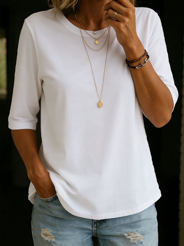 Nola Linen Crewneck T-Shirt - Optic White