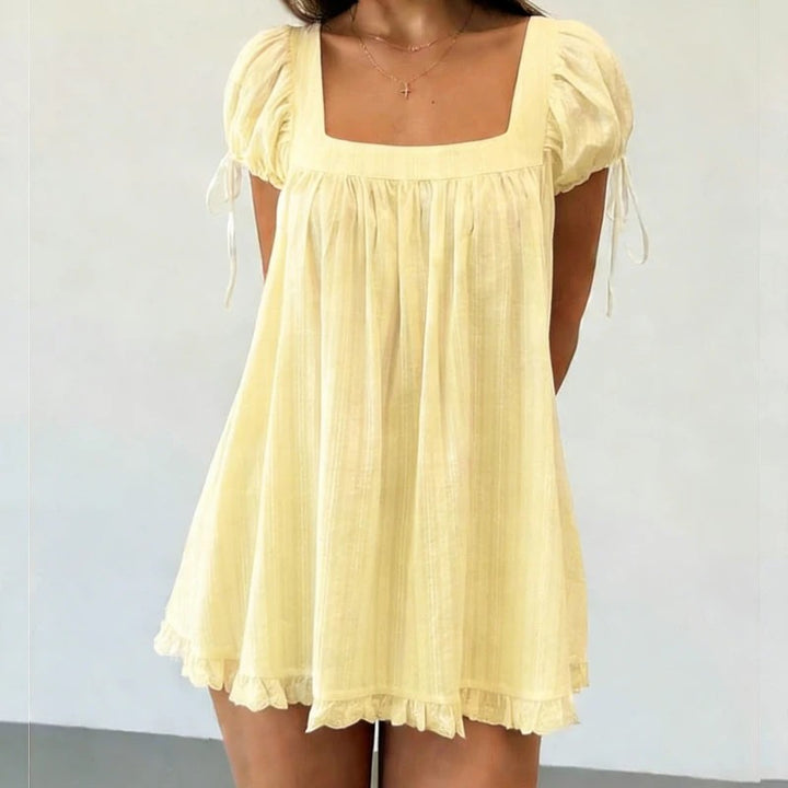 Parma Cotton Blend Mini Dress - Buttermilk