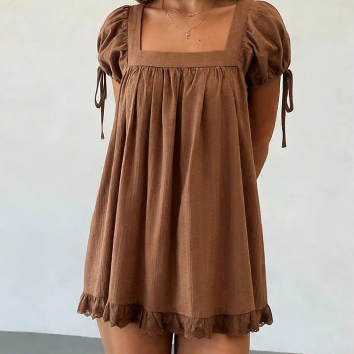 Parma Cotton Blend Mini Dress - Espresso