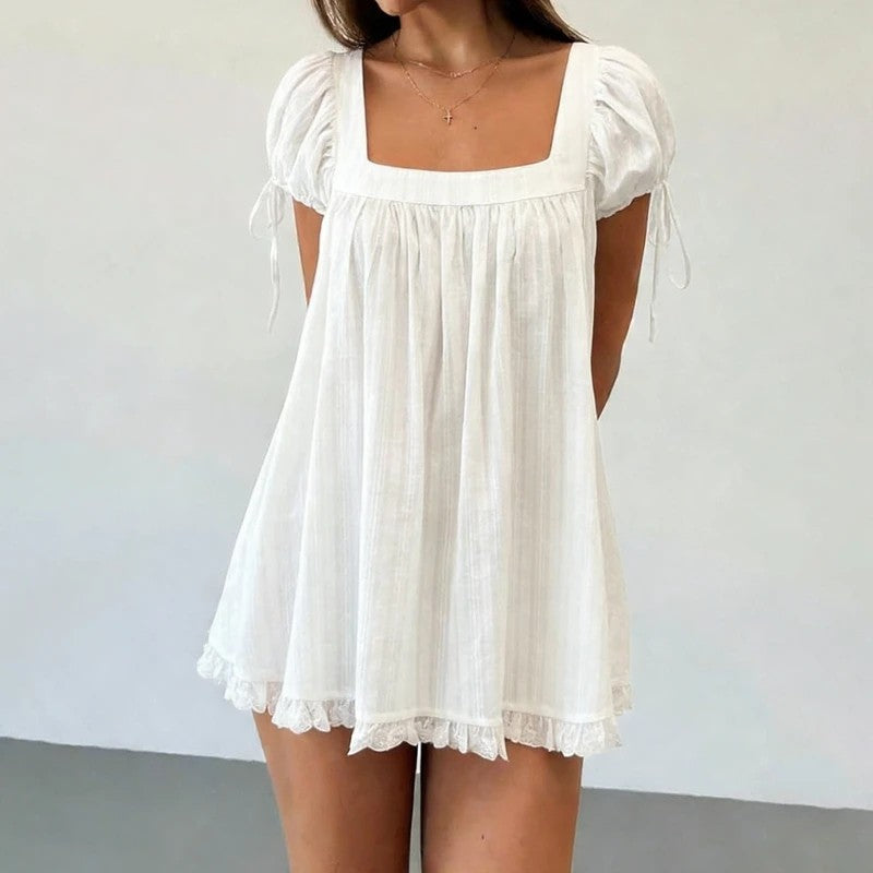 Parma Cotton Blend Mini Dress - Optic White
