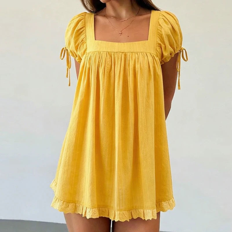 Parma Cotton Blend Mini Dress - Terracotta