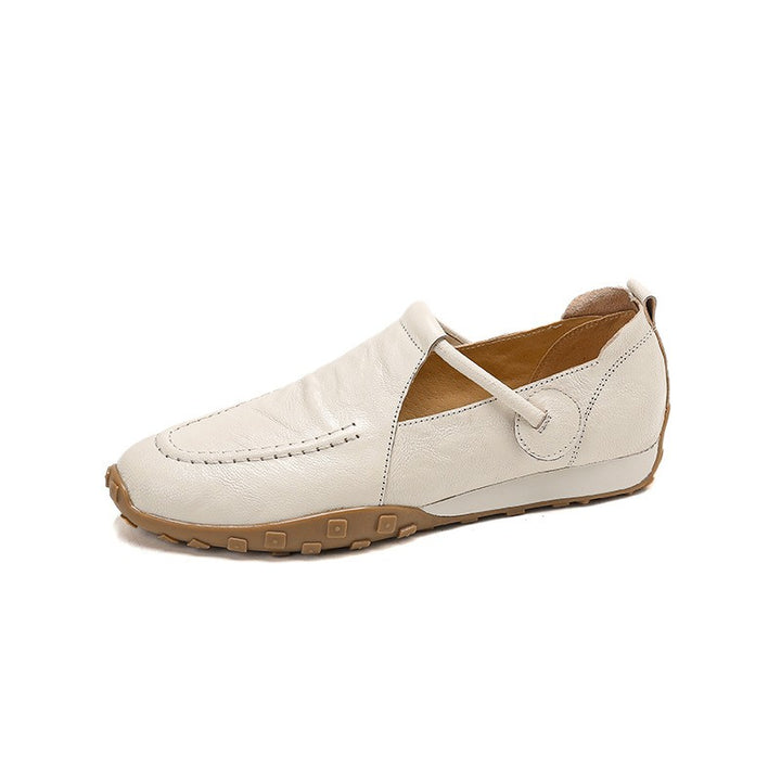 Pavia Sheepskin T-Strap Loafers - Bone