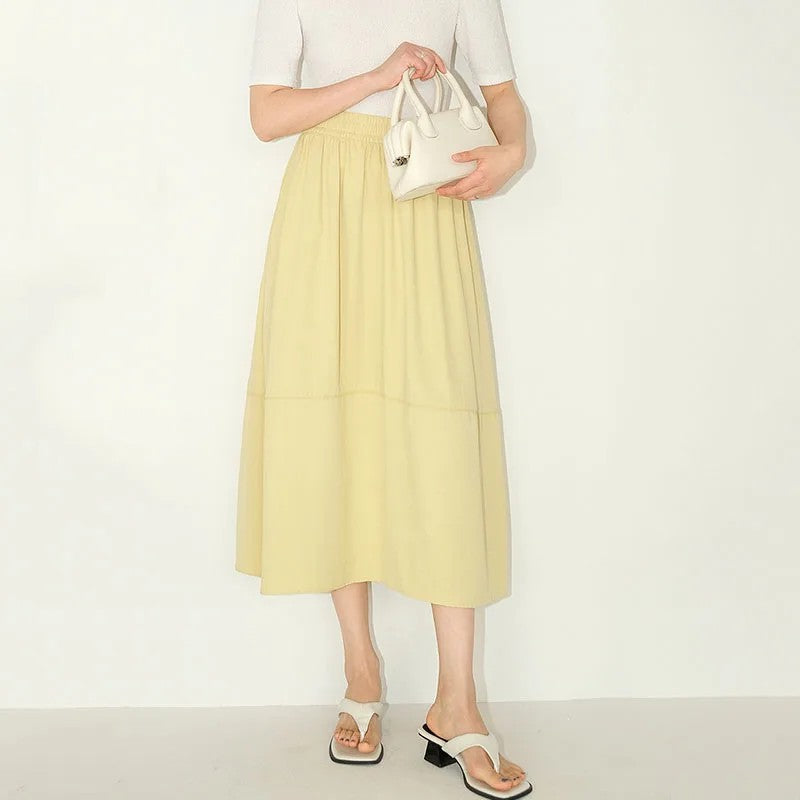 Pavia Flowy Maxi Skirt - Pale Yellow