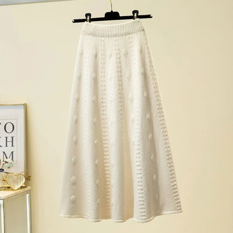 Perugia Knit Midi Skirt - Soft Ecru