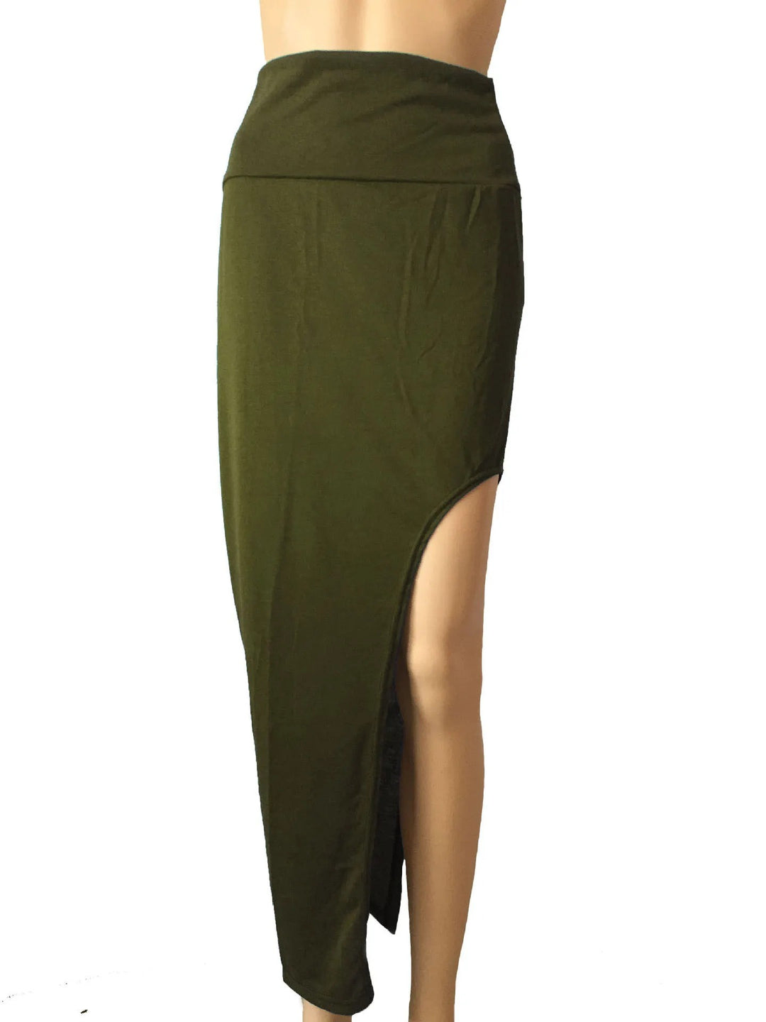 Pisa High Slit Maxi Skirt - Olive