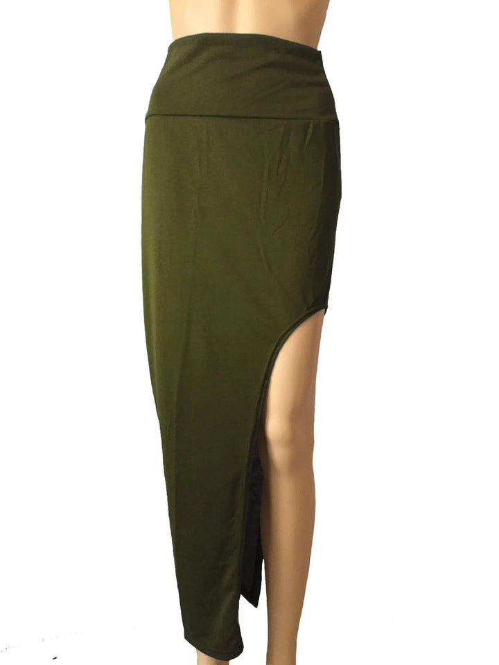 Pisa High Slit Maxi Skirt - Olive