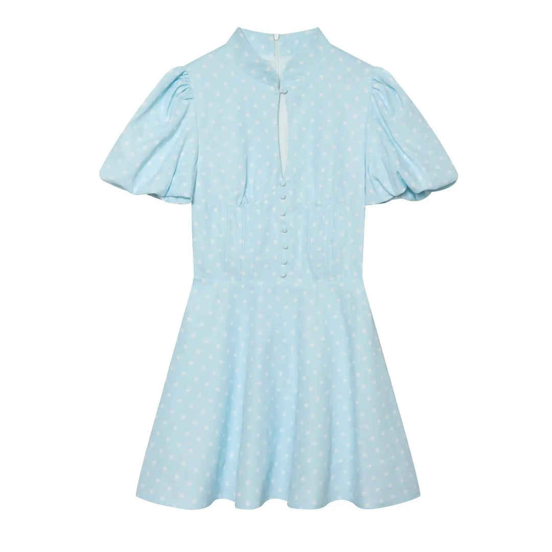 Pisa Polka Dot Mini Dress - Serene Blue