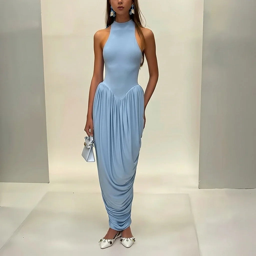 Seraphine Halter Gathered Maxi Dress