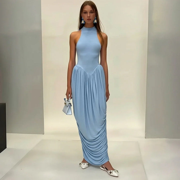 Seraphine Halter Gathered Maxi Dress
