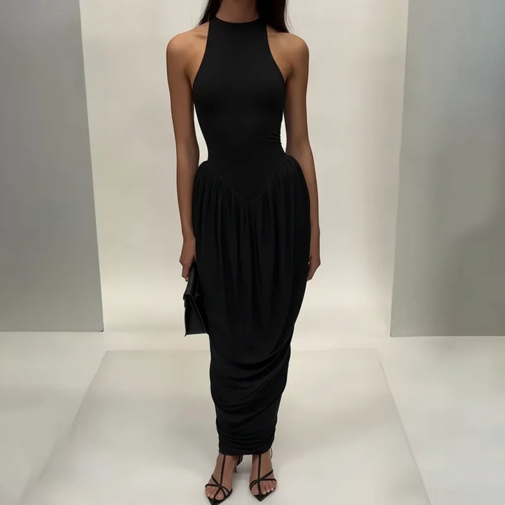 Seraphine Halter Gathered Maxi Dress