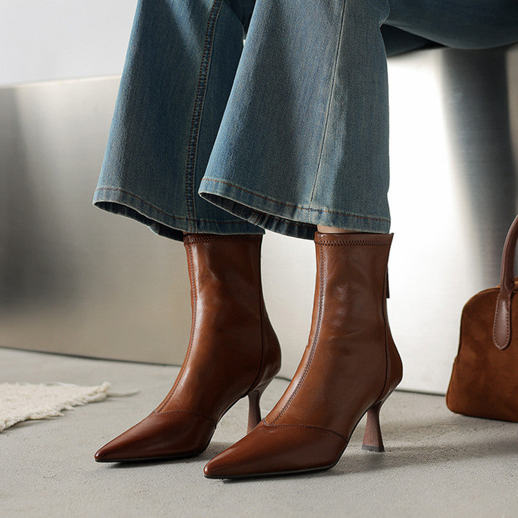 Clairmont Genuine Leather Heel Boots