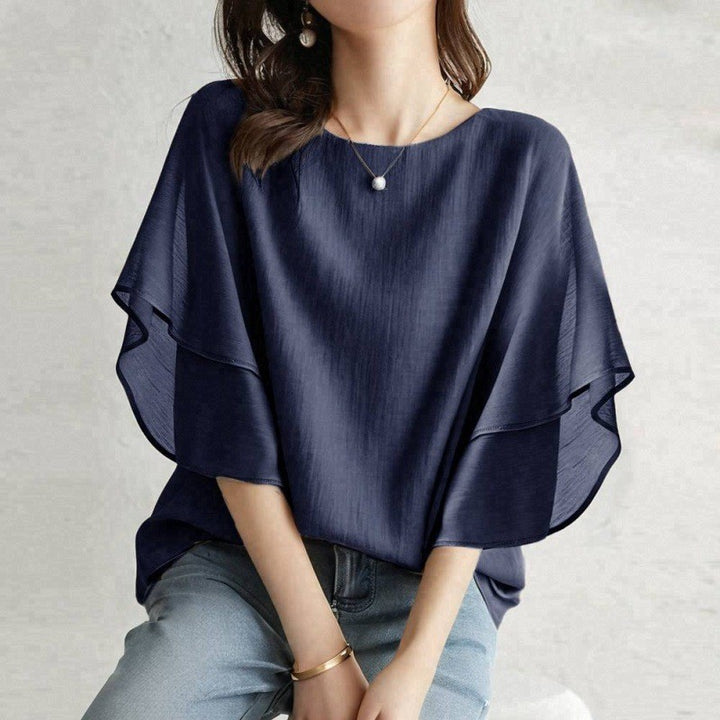 Rovelli Tiered Chiffon Blouse - Navy Blue