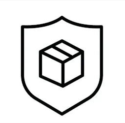 Shipping protection icon with box inside shield for Rovelli online store