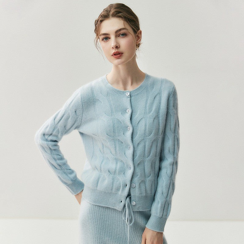 Thornbury Cashmere Cable Cardigan - Sage Green