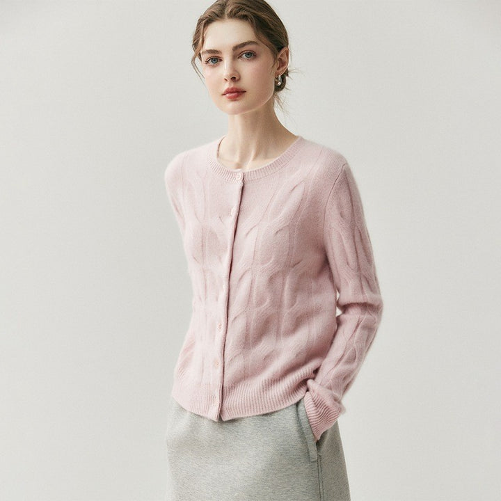 Thornbury Cashmere Cable Cardigan - Blush Pink
