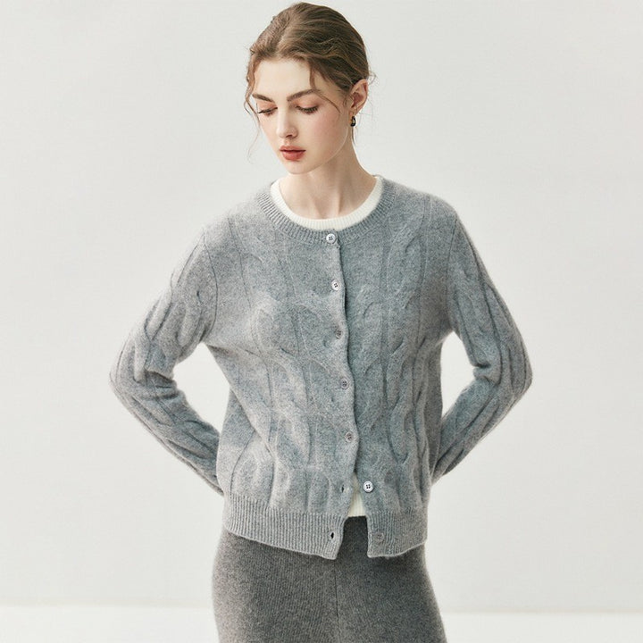 Thornbury Cashmere Cable Cardigan - Cloud Grey