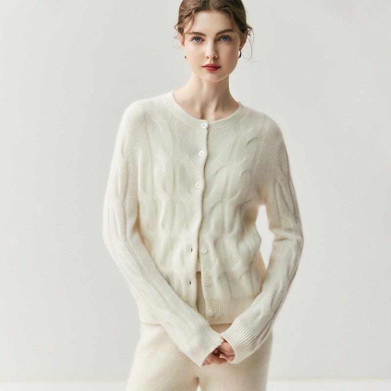 Thornbury Cashmere Cable Cardigan - Cream
