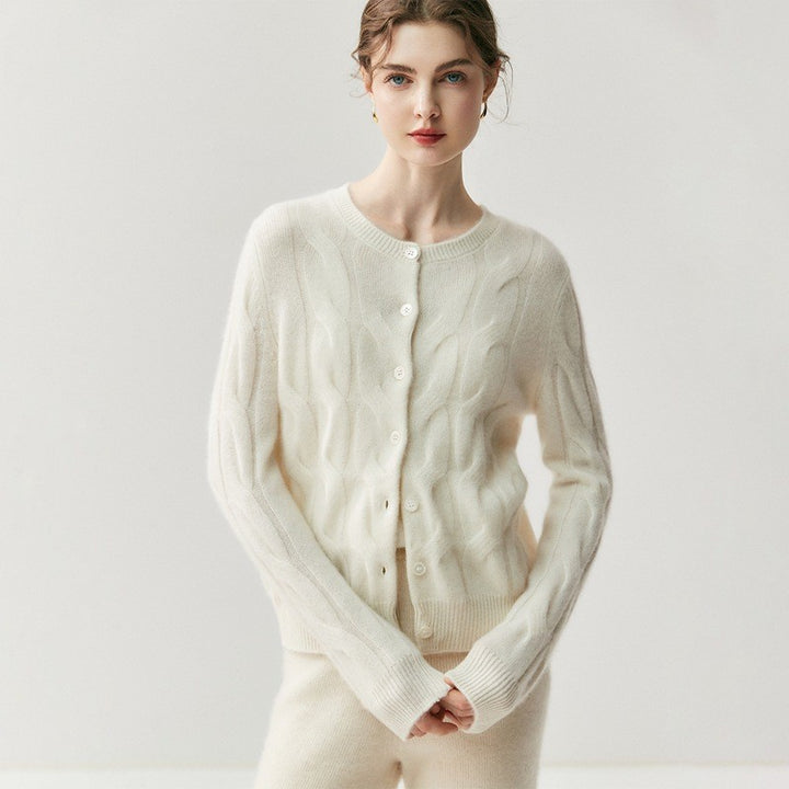 Thornbury Cashmere Cable Cardigan - Cream