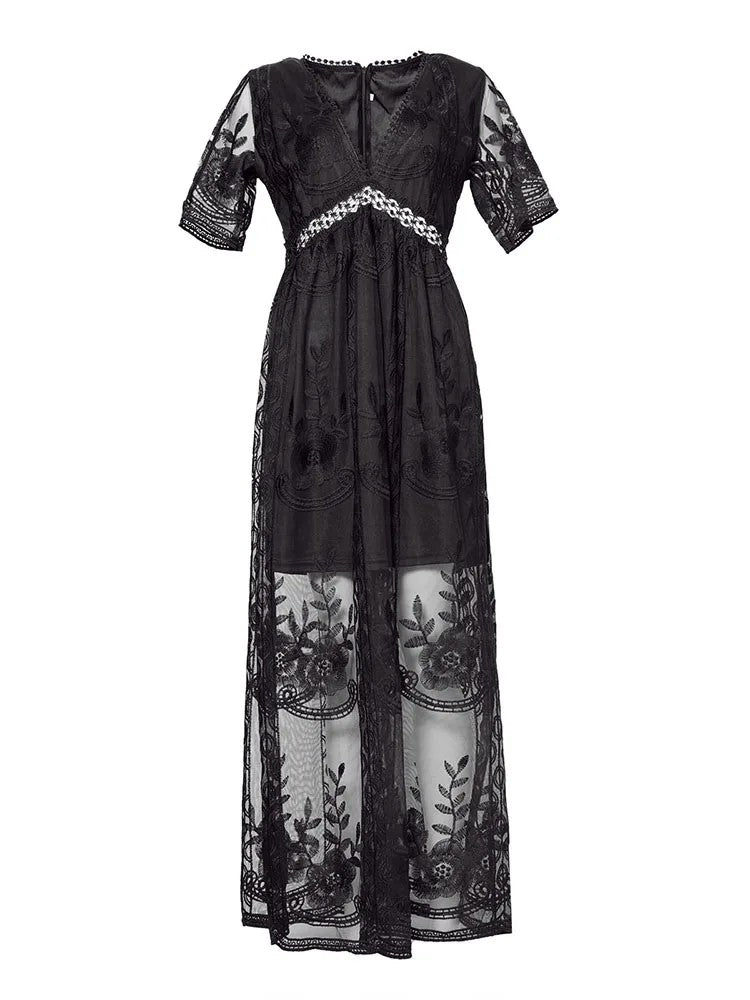 Toulouse Embroidered Maxi Dress - Black