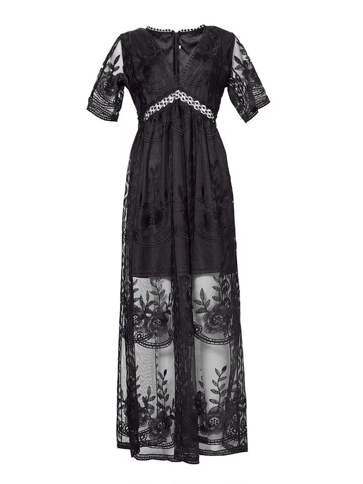 Toulouse Embroidered Maxi Dress - Black