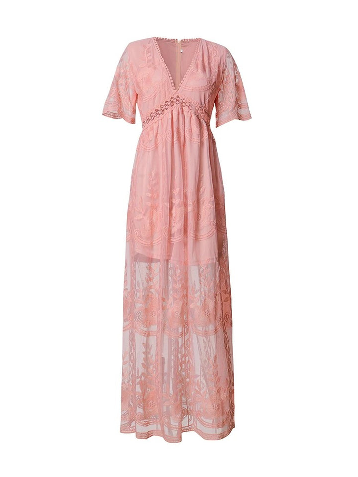 Toulouse Embroidered Maxi Dress - Blush Pink
