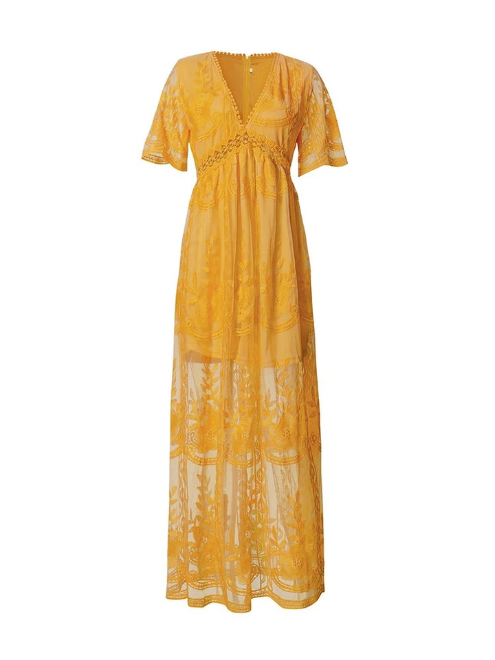 Toulouse Embroidered Maxi Dress - Sunshine Yellow