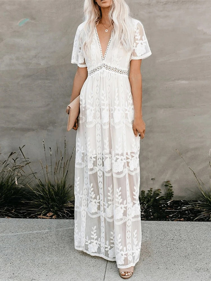 Toulouse Embroidered Maxi Dress - White