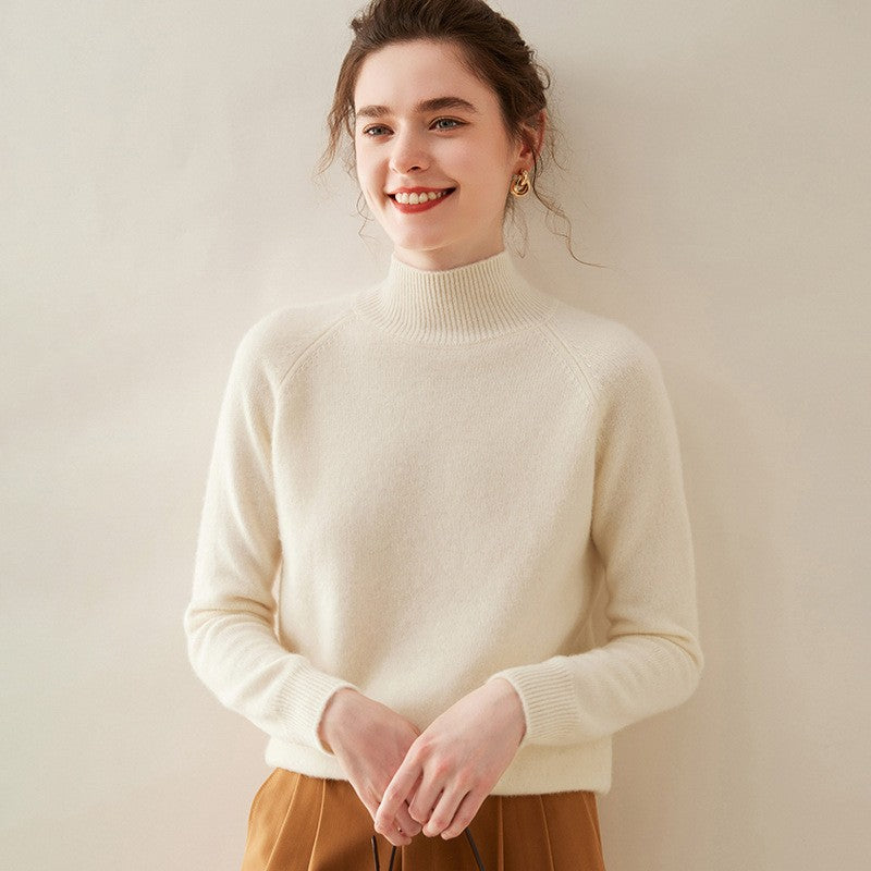 Valence Cashmere Mock Neck Sweater - Coconut Milk