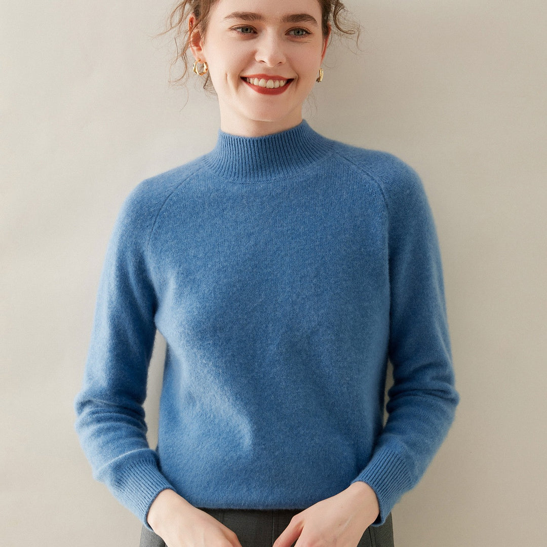 Valence Cashmere Mock Neck Sweater - Dusty Blue