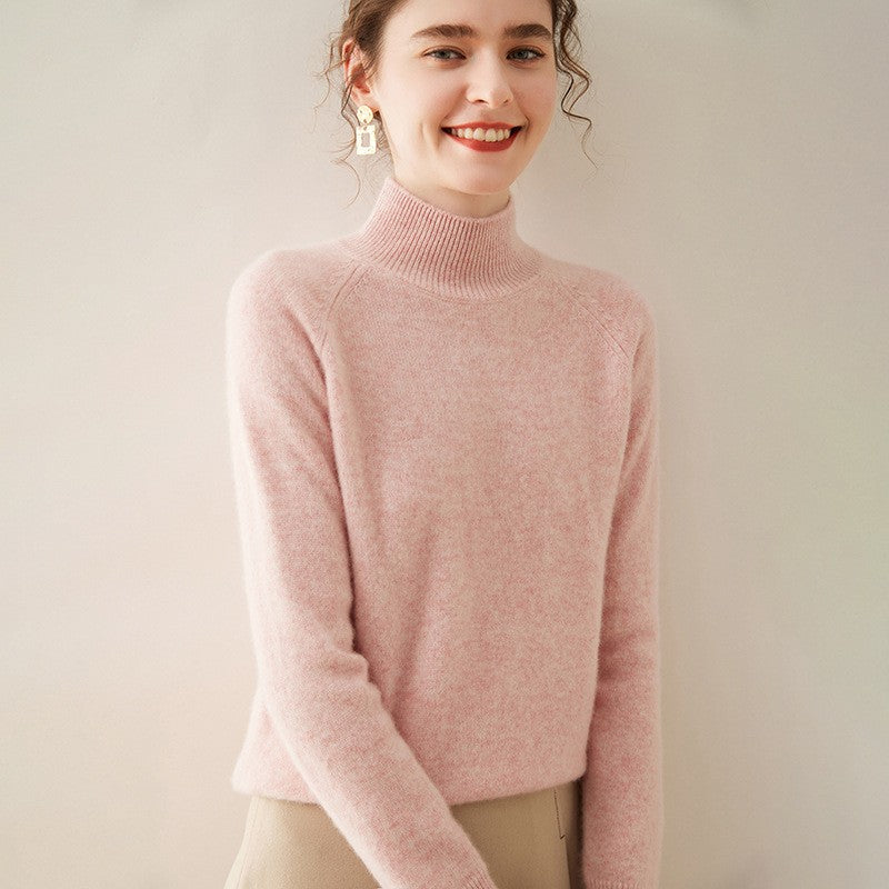 Valence Cashmere Mock Neck Sweater - Heather Pink