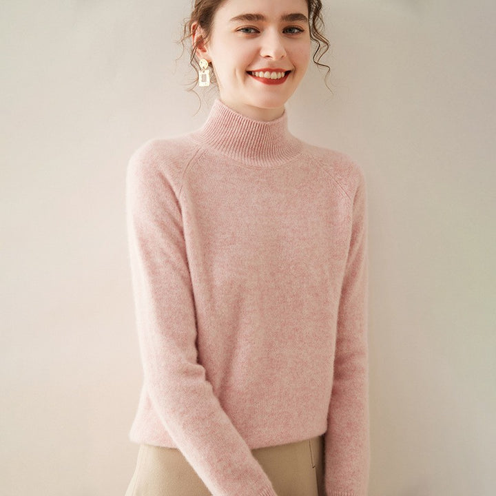 Valence Cashmere Mock Neck Sweater - Heather Pink