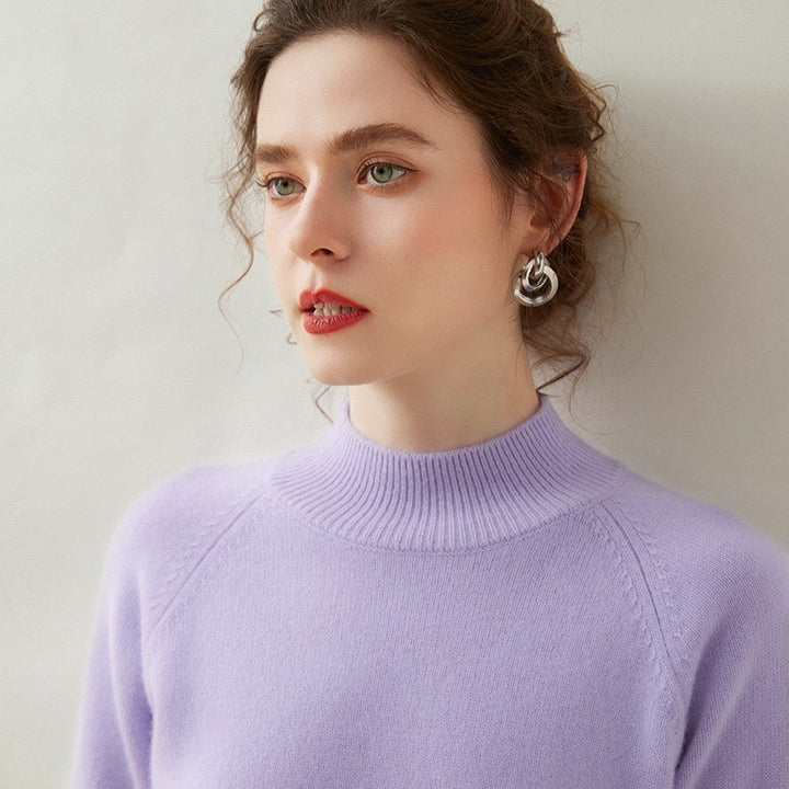 Valence Cashmere Mock Neck Sweater - Taro Purple