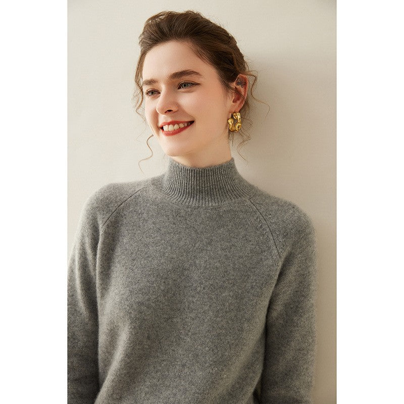 Valence Cashmere Mock Neck Sweater - Stone Gray