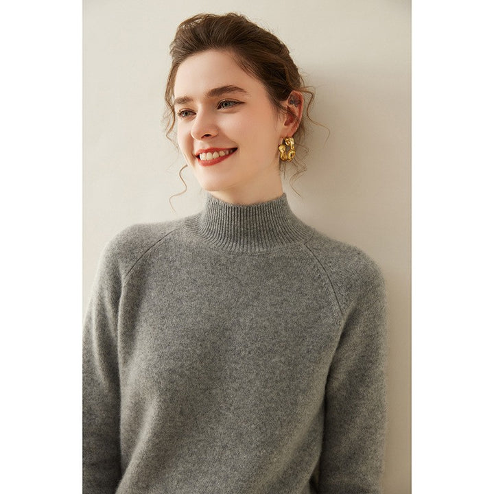 Valence Cashmere Mock Neck Sweater - Stone Gray