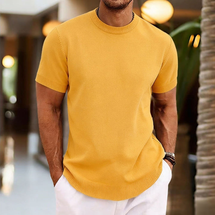 Valence Ribbed Knit Tee - Saffron Yellow