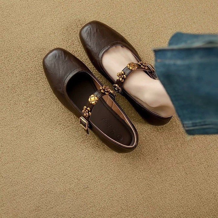 Valmont Sheepskin Mary Jane Flats