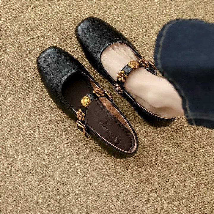 Valmont Sheepskin Mary Jane Flats