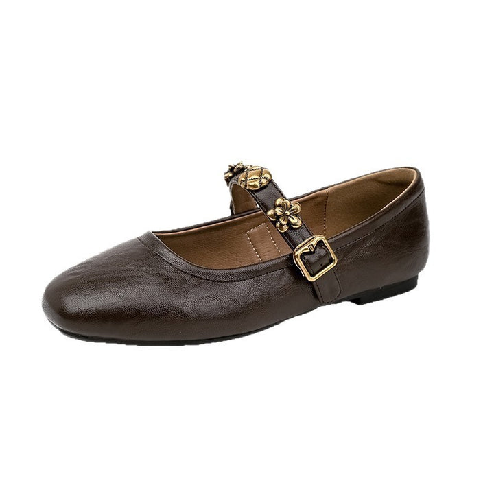 Valmont Sheepskin Mary Jane Flats
