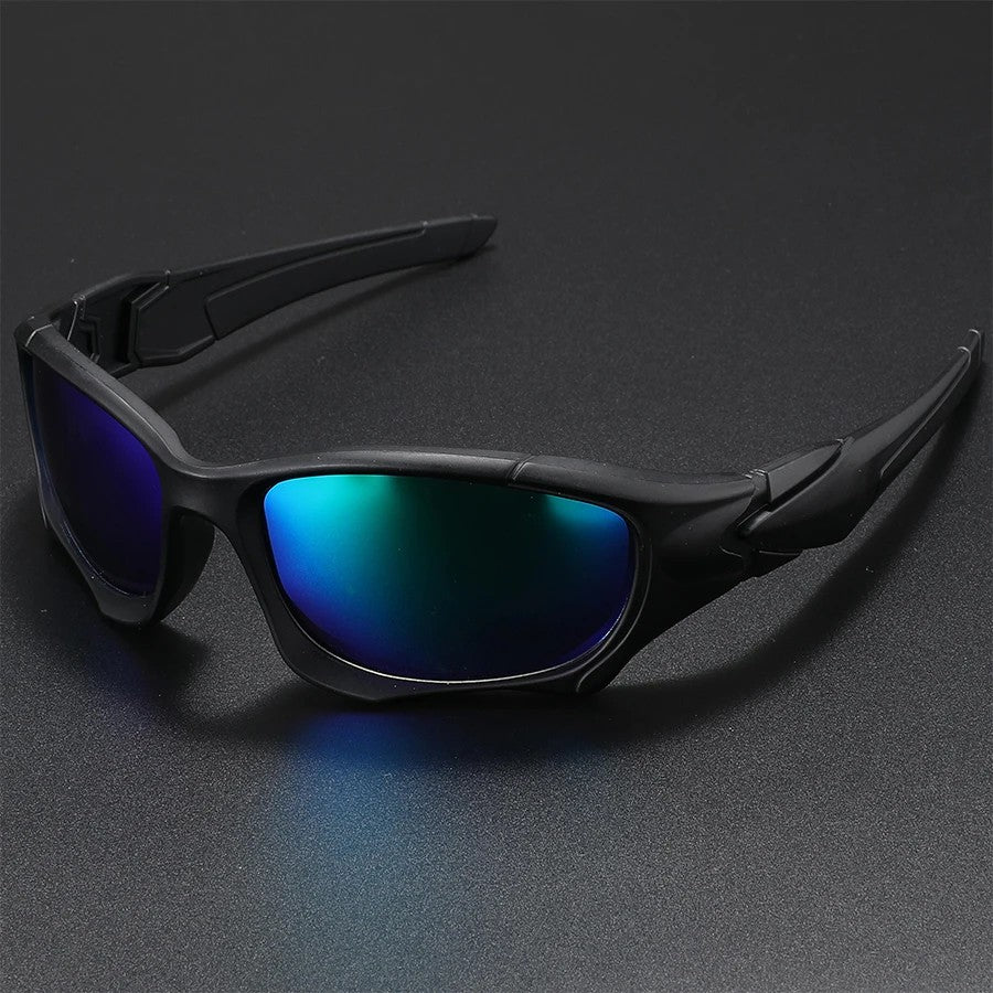 Vector Polarized Sunglasses - Matte Black / Teal Flash