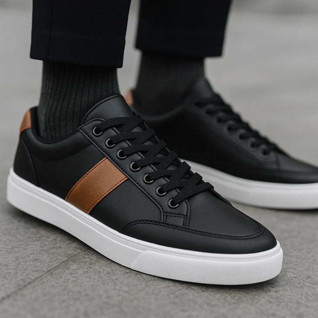 Vittore Clean Striped Leather Sneakers